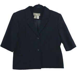 Norton McNaughton 100% Pure New Wool Blazer Suit Jacket Size 14P Career Black